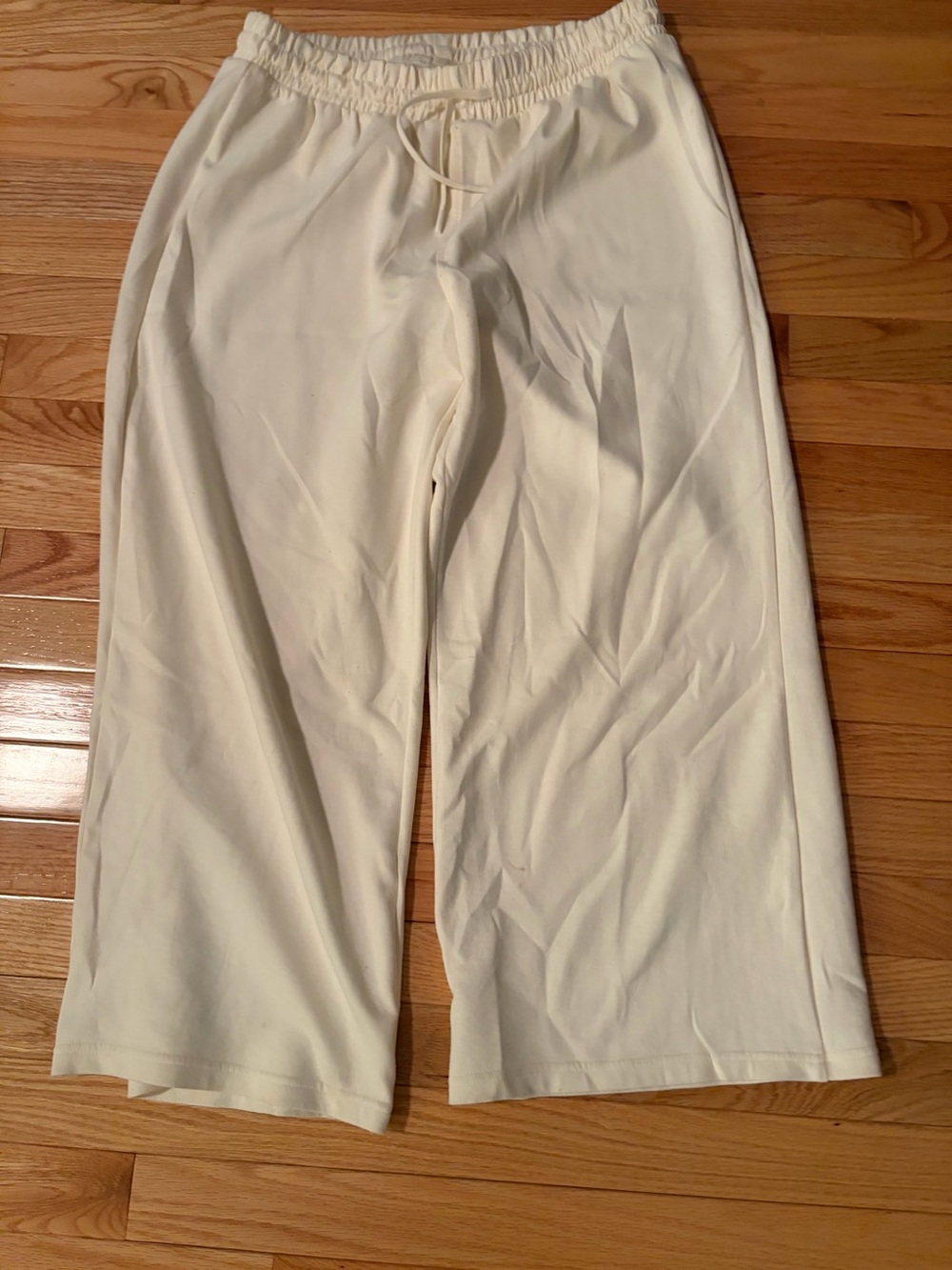 Yogalicious Wide Leg Drawstring Pants in Cream
